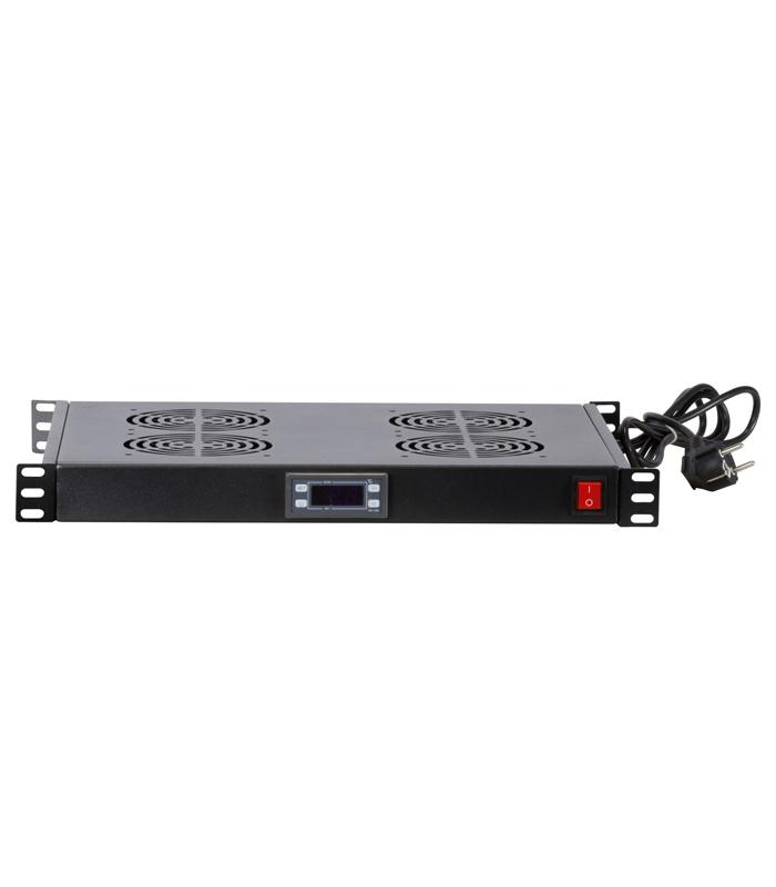 Module de toit 4 ventilateurs-thermostat digital-Noir p/Baie 42U