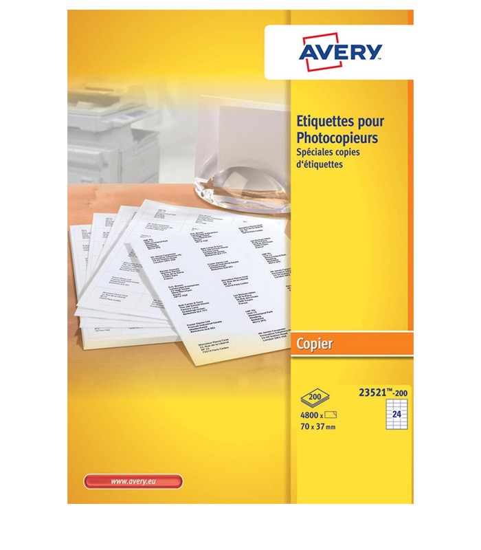 Etiquettes adhésives copieur 70x37mm - 200 f=4800 ét. R.23521-200