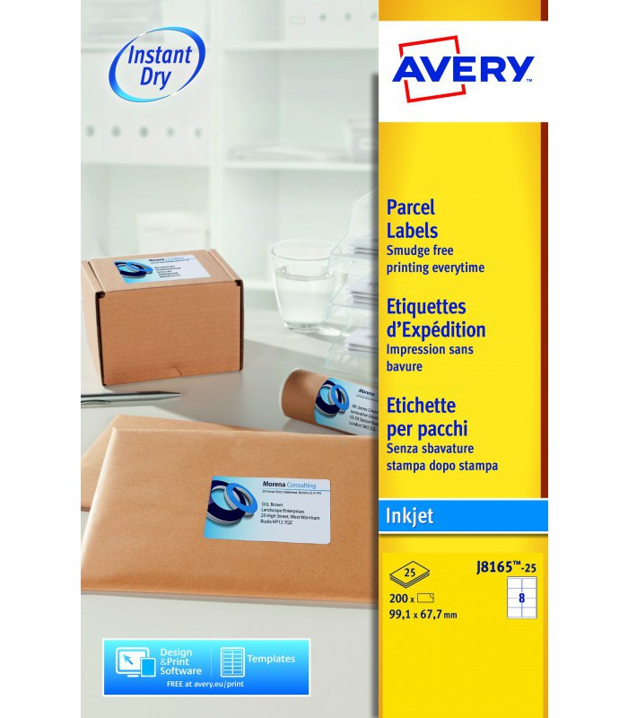 Etiquettes adhésives jet encre 99.1x67.7mm 25 f=200 étR.J8165-25    