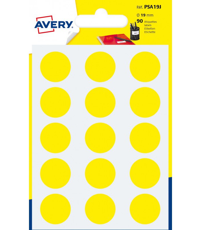 Etiquettes jaune ronde 19mm R.PSA19J