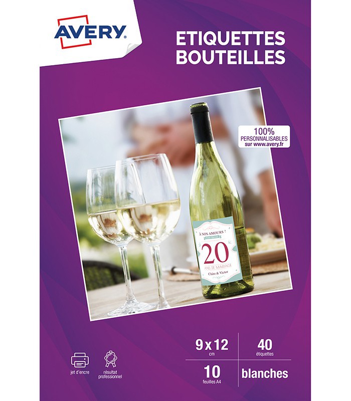 Etiquettes bouteille 9x12cm + log paquet de 40 étiquettes R.C9269-10