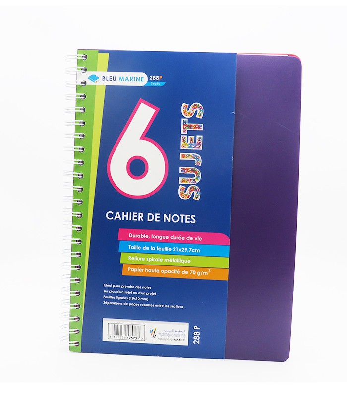 Cahier A4 université 6 intercalaires seyès 288 pages 70g PP R.7573