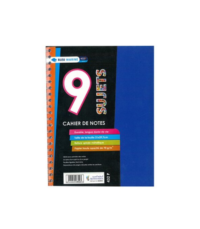 Cahier A4 5x5 université 9 intercalaires 432 pages 70g PP R.7312