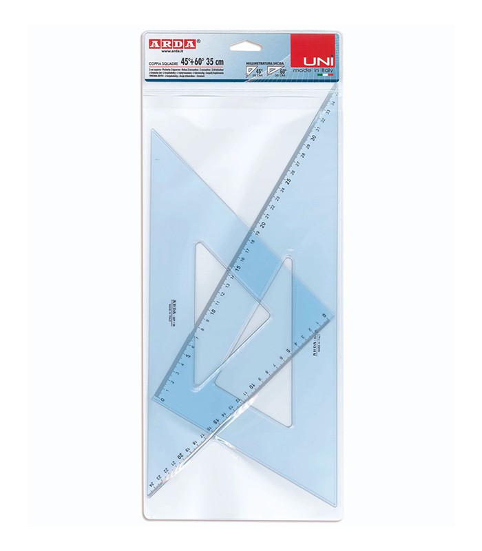 Equerre 45° 35cm et 60° 35cm technique cristal bleu R.70335SS