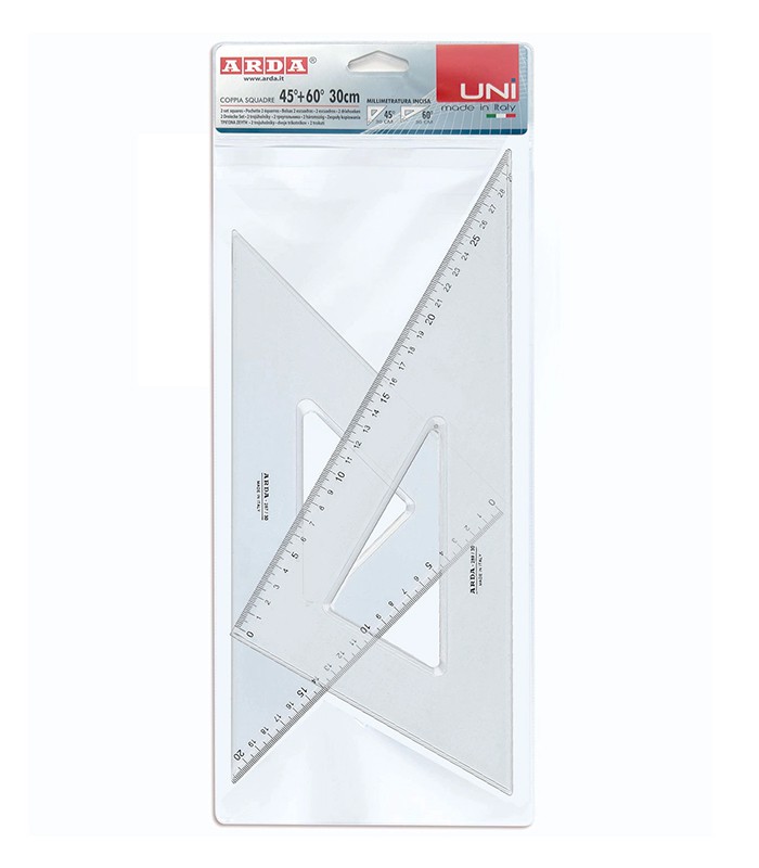 Equerre  45° 30cm et 60° 30cm technique cristal bleu R.70330SS