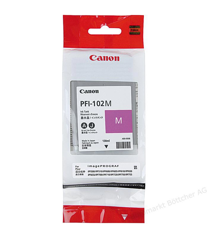 Cartouche encre PFI 102 - 130ml - Magenta p/IPF650-5/750-5/760-5