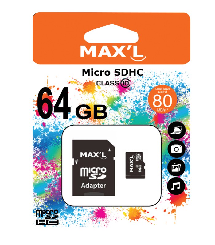 Carte SD 64 Go micro avec adaptateur - Classe 10 R.MAXL854713