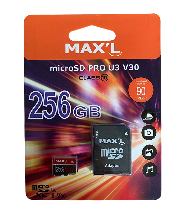 Carte SD 256 Go micro avec adaptateur - Classe 10 R.MAXL854750