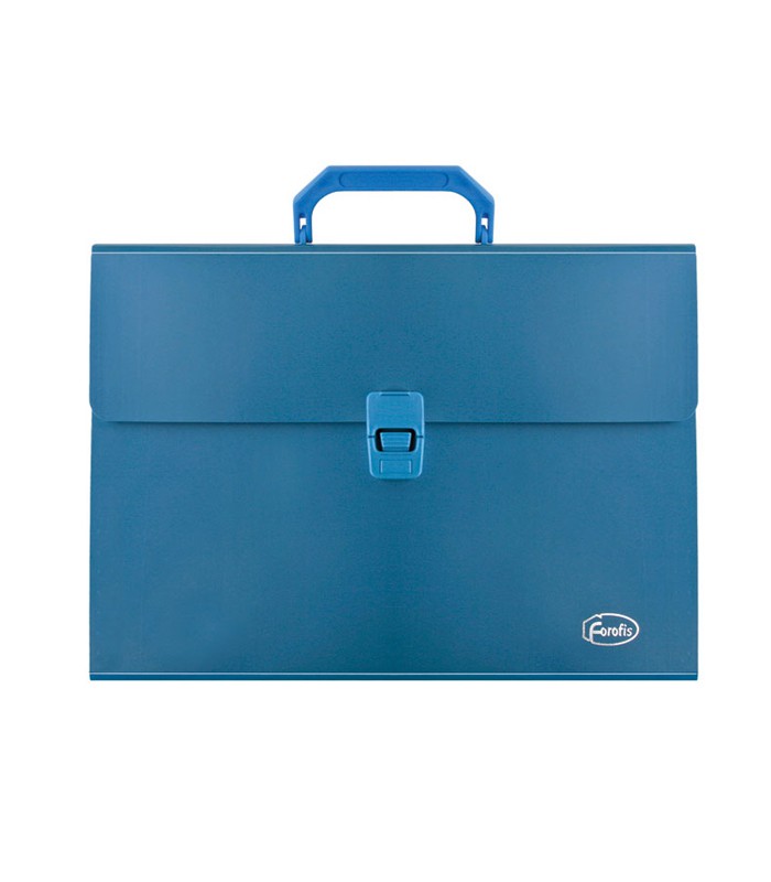 Porte documents A4 rigide 12 compart. fermoir clip bleu R.91186   XXX