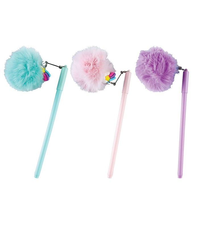 Stylo bille 0.7mm bleu party pompon R.81416