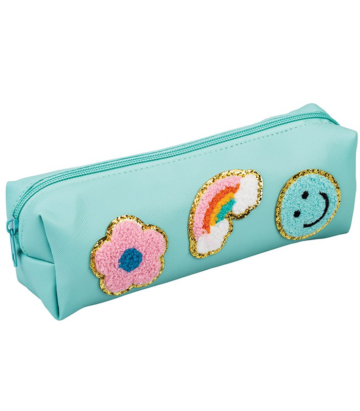 Fourre-tout 210x75x65mm fleur/arc-en-ciel/smiley bleu R.86878