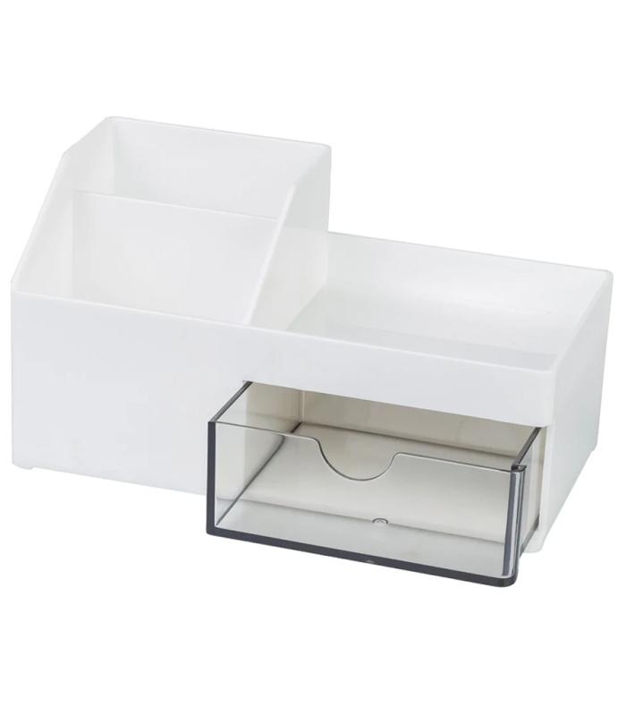 Pot à crayons 4 compartiments blanc - transparent R.81407
