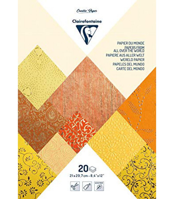 Bloc papier encollé A4 du monde imprimé jaune/orange P/20 R.95097CXXX