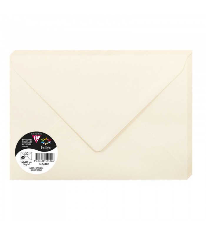 Enveloppe 162x229 faire-part ivoire paquet de 20 120g R.5442C