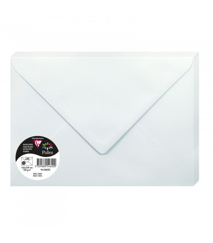 Enveloppe 162x229 faire-part bleu paquet de 20 120g R.5462C