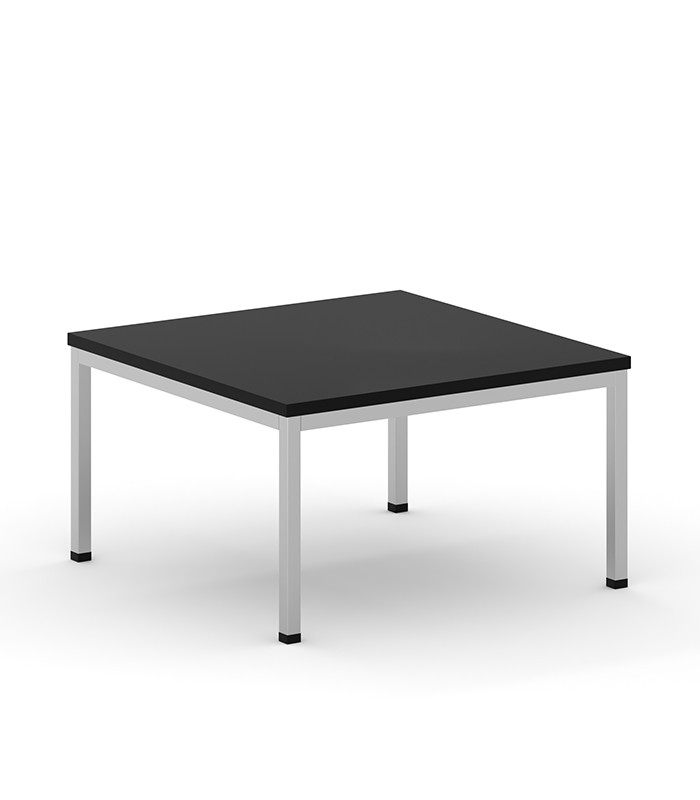 Table basse carrée 80x80 pied métal bois noir