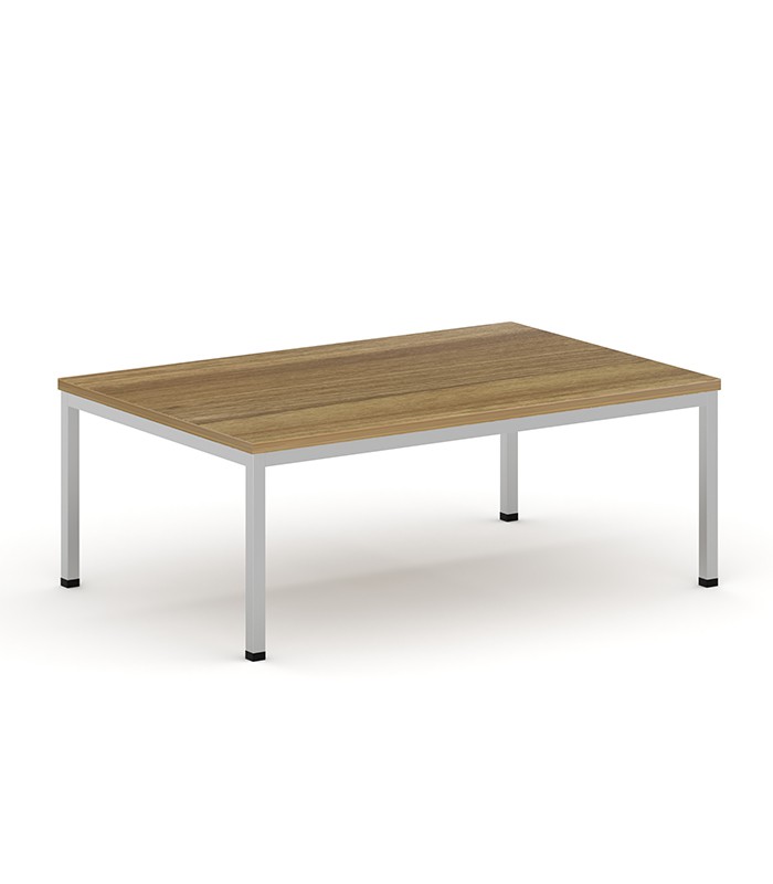 Table basse rectangle 120x60 pied métal noyer 