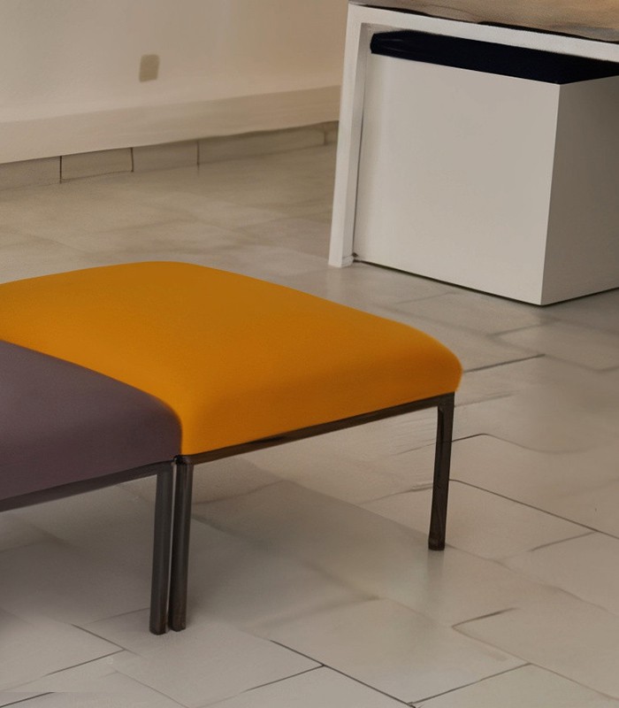 Canapé ASTRO module pouf pieds gris ombre laine orange  