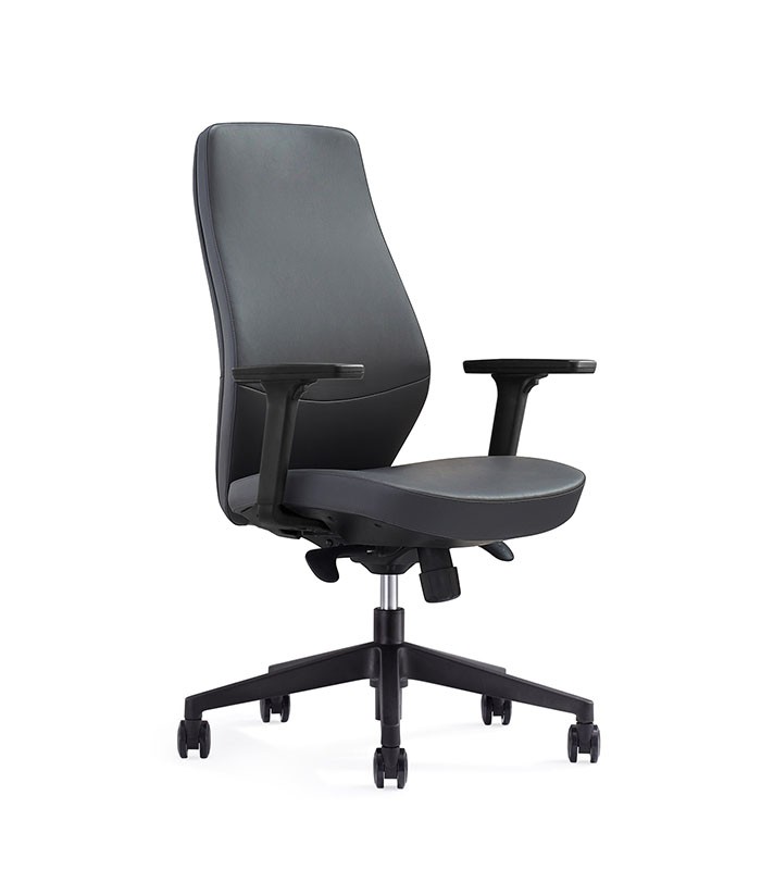 Fauteuil visiteur BUTTERFLY pied roulettes simili cuir noir