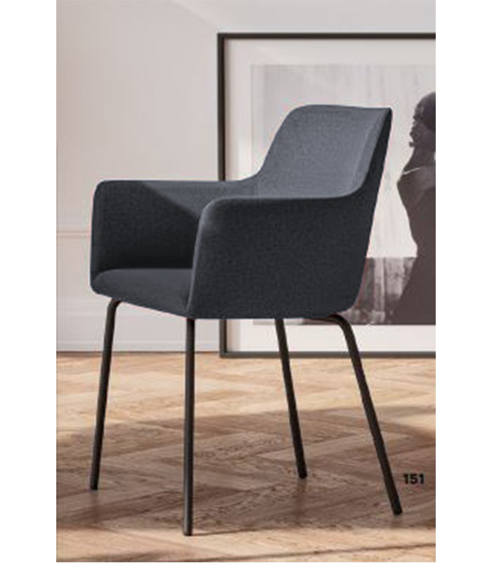 Chaise visiteur CITY 4 pieds vernis gris ombre velours gris