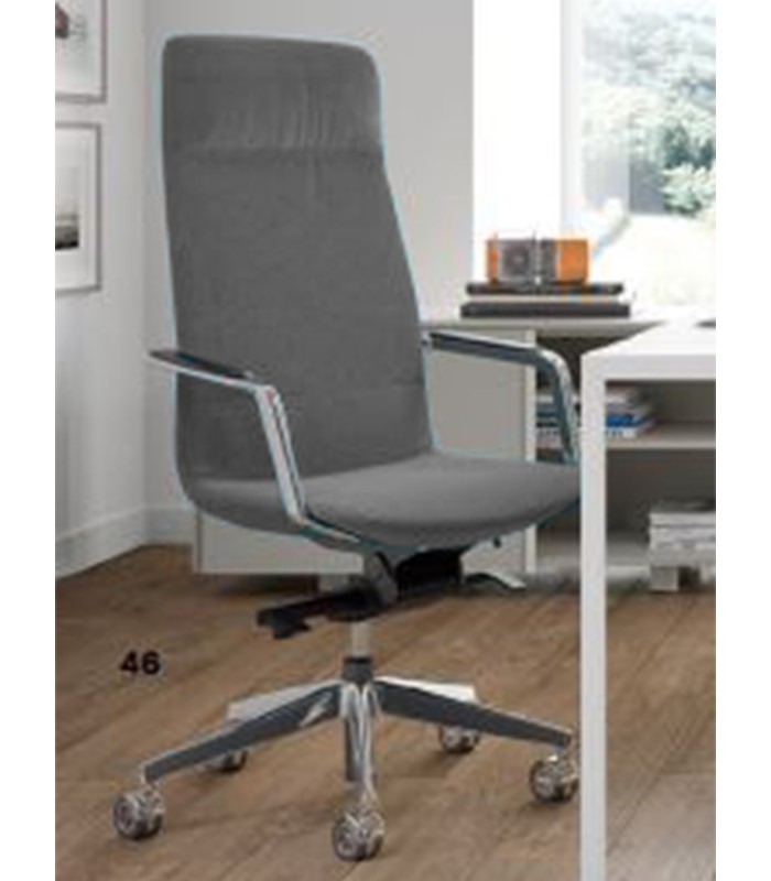Fauteuil direction DIESIS doss. haut simili cuir gris roulettes