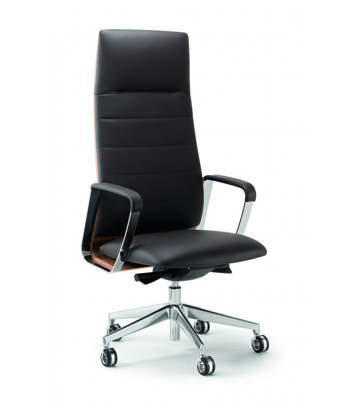 Fauteuil direction DIRECTA cuir noir dossier ébène