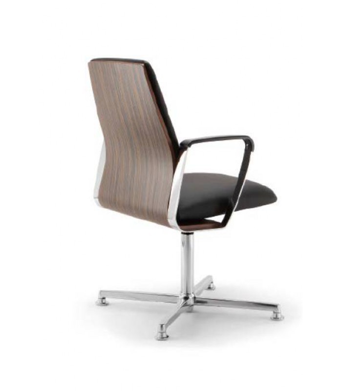 Fauteuil visiteur DIRECTA cuir noir dossier ébène