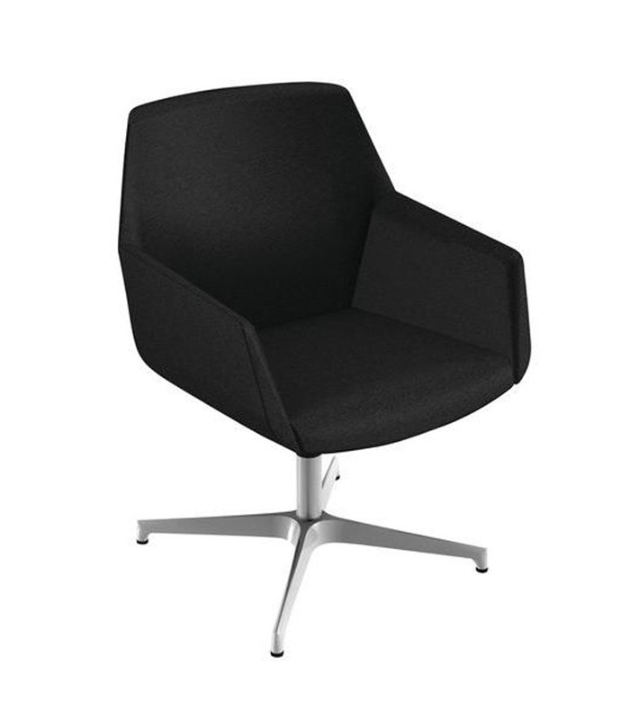 Fauteuil visiteur DUNE pied étoile branche cuir noir 