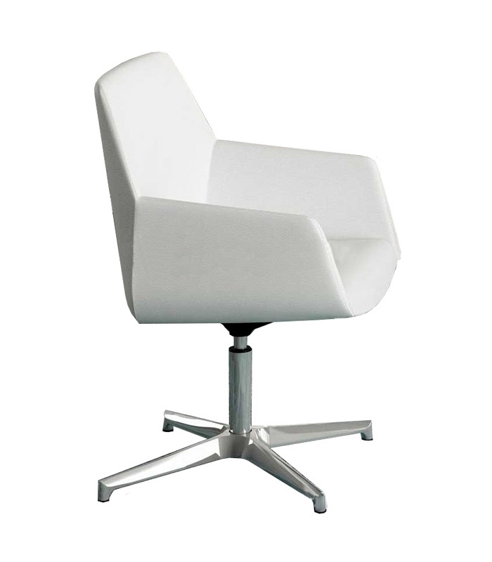 Fauteuil visiteur DUNE pied étoile branche cuir blanc 