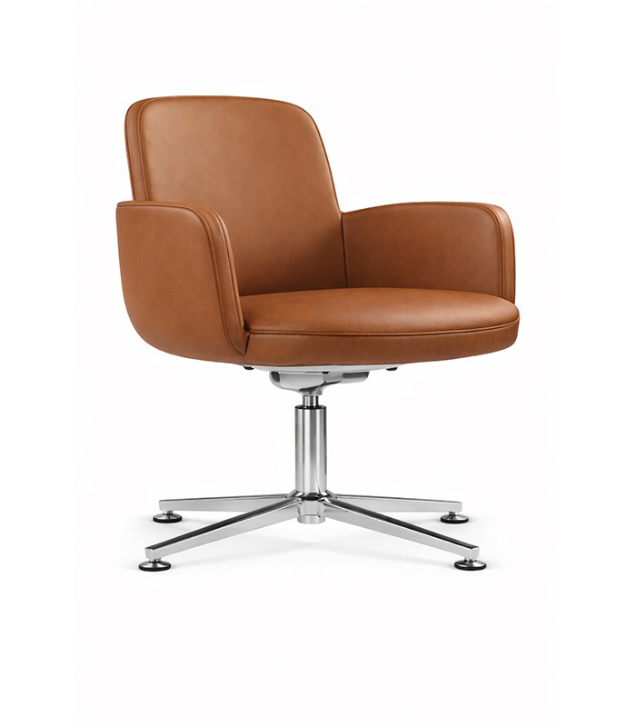 Fauteuil visiteur Ground FIX pied étoile simili cuir marron NXPU9719