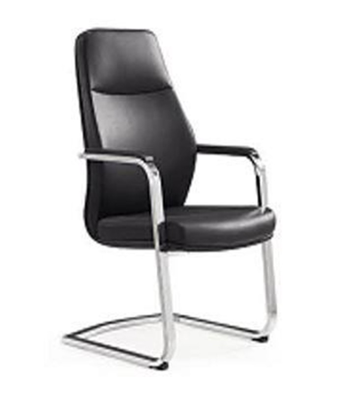Fauteuil visiteur IPOH V pied luge simili cuir noir 
