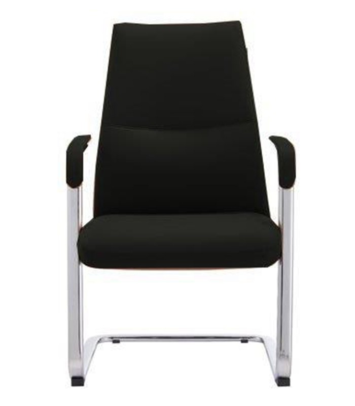 Fauteuil visiteur LEO V pied luge simili cuir noir 