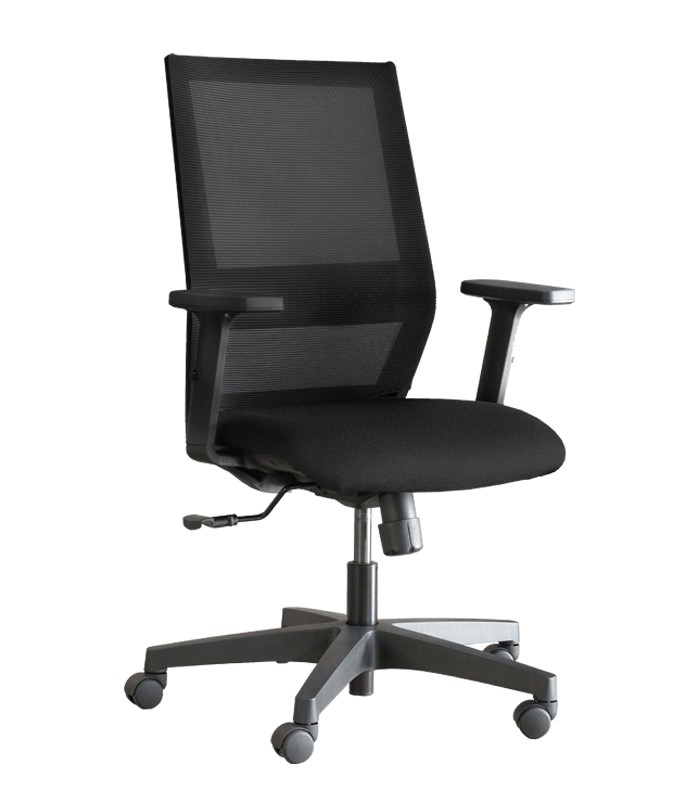 Fauteuil opérateur LIKE accoudoirs résille assise tissu noir  XXX