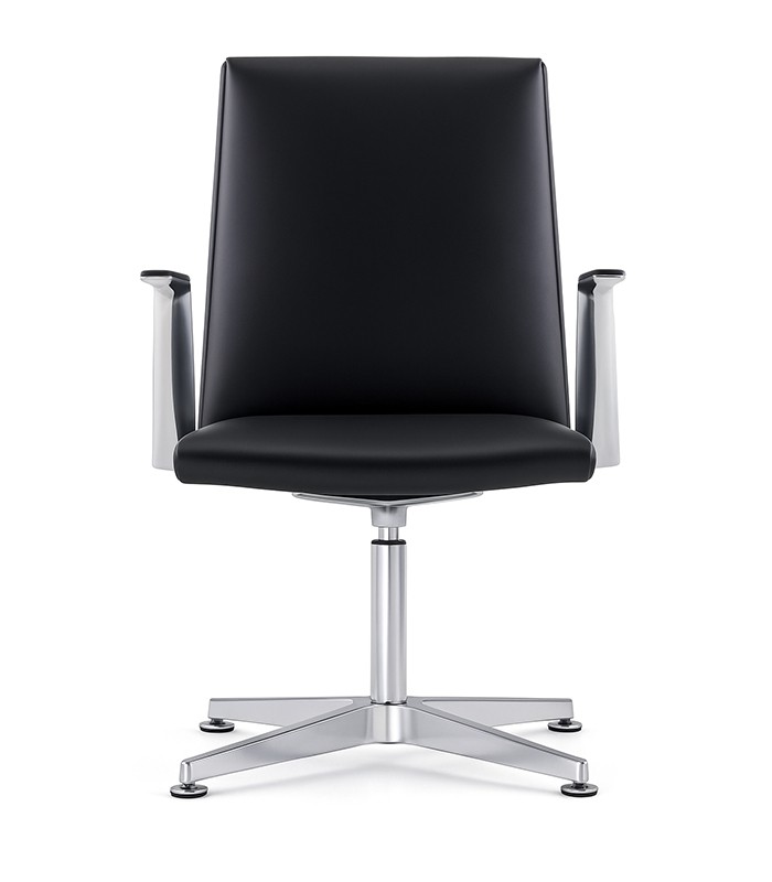 Fauteuil visiteur LUKA FIX pied étoile cuir noir