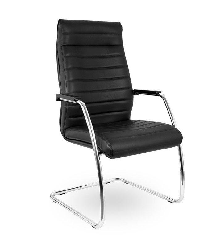 Fauteuil visiteur LYNX simili cuir noir dossier moyen pied luge XXX