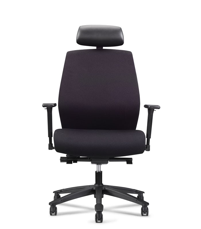 Fauteuil opérateur MOBY têtière tissu noir-grand gabarit
