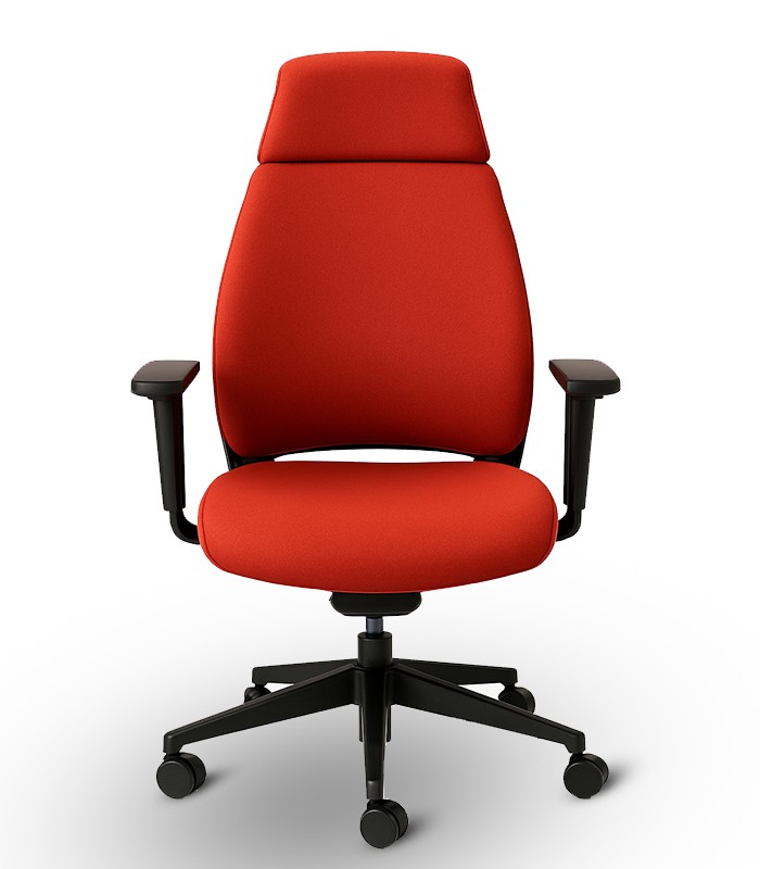 Fauteuil direction OXYGEN simili cuir orange pied roulettes