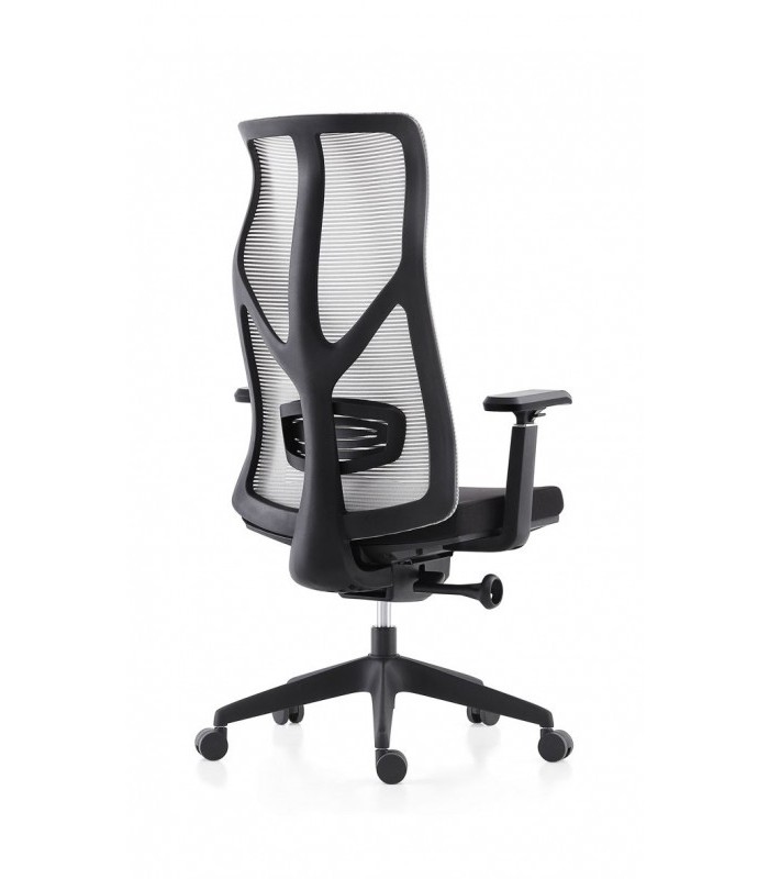 Fauteuil manager PRINCE dossier résille assise tissu noir 