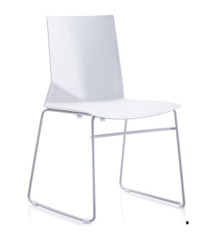Siège visiteur RAINBOW S coque plastique blanche pied luge 