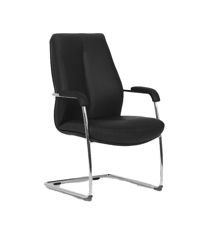 Fauteuil visiteur SONATA pied luge cuir noir  XXX