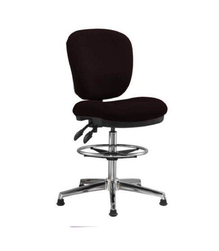 Tabouret haut STOOL PLUS XXL repose pieds opt. accoudoirs tissu noir