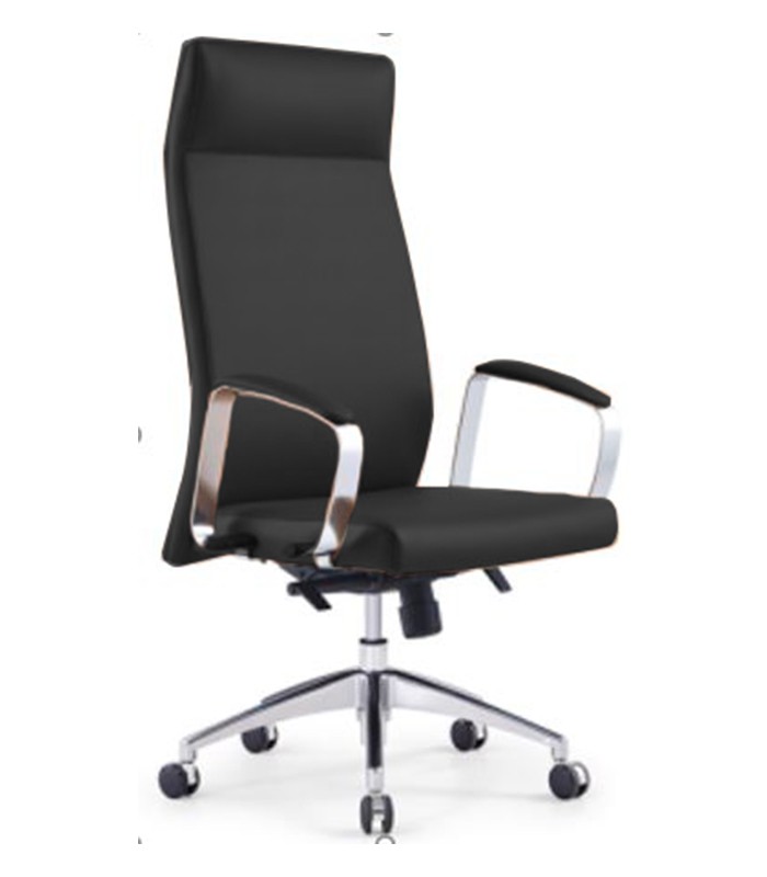 Fauteuil direction SWING dossier haut pied roulettes simili cuir noir