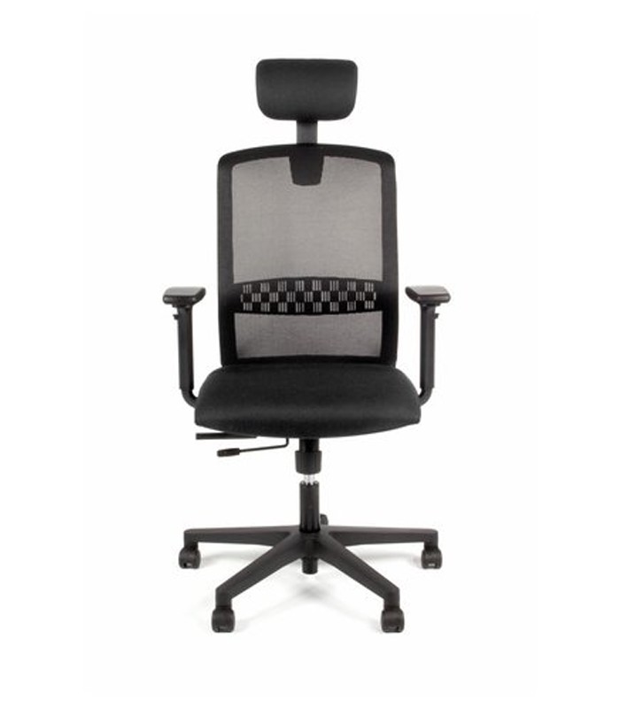 Fauteuil manager TEKNA têtière dossier résille assise tissu noir