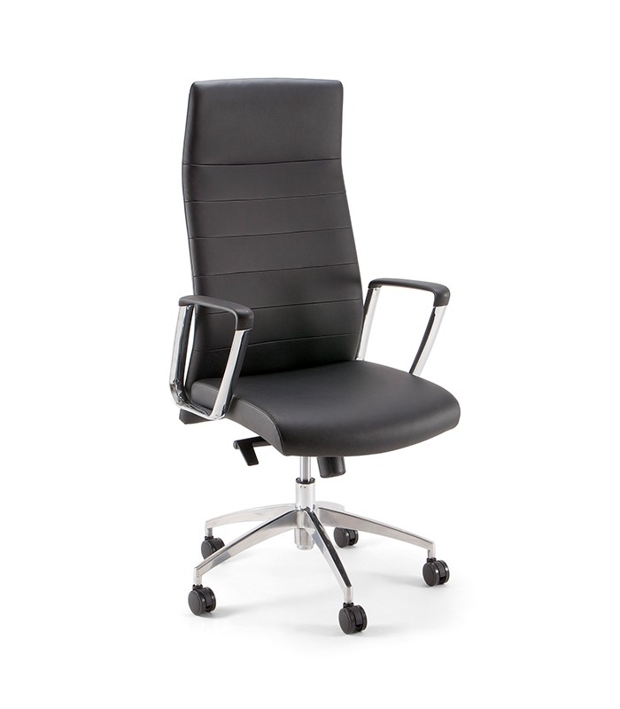 Fauteuil direction ZAIRA simili cuir noir dossier haut