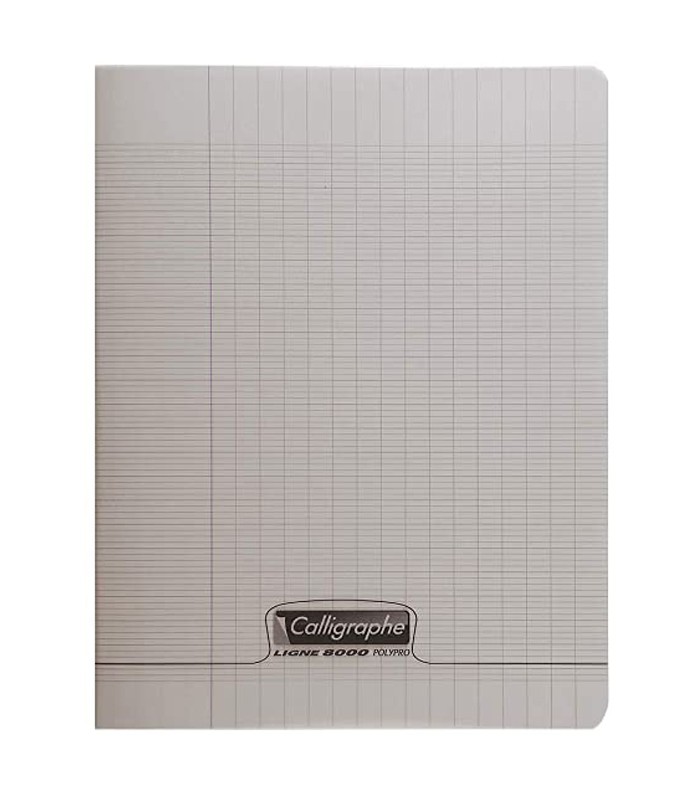 Cahier 17x22 seyès 96 pages piqûre 90g PP gris R.18126C