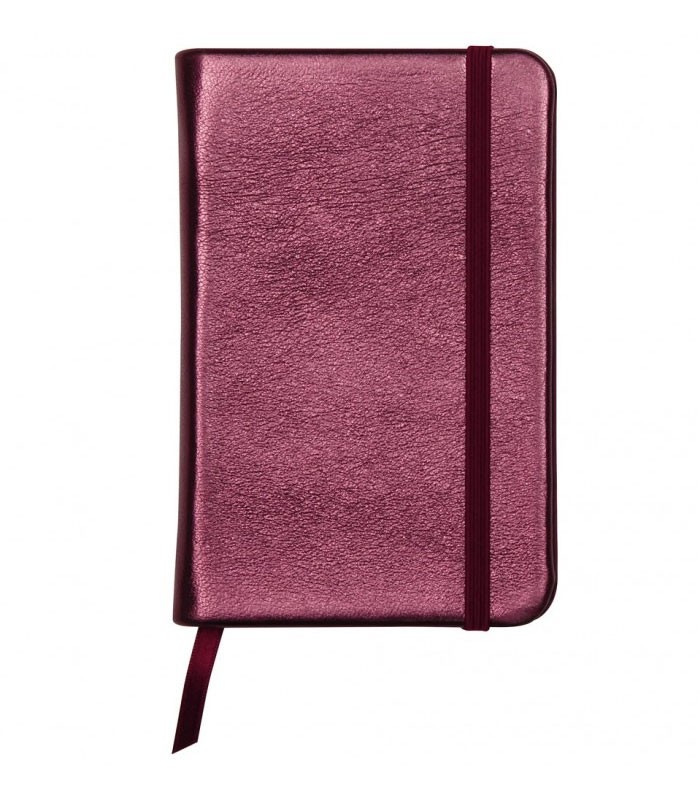 Carnet 10.5x14.8cm cuirisé cerise rembordé 144 pages R.400096C  XXX