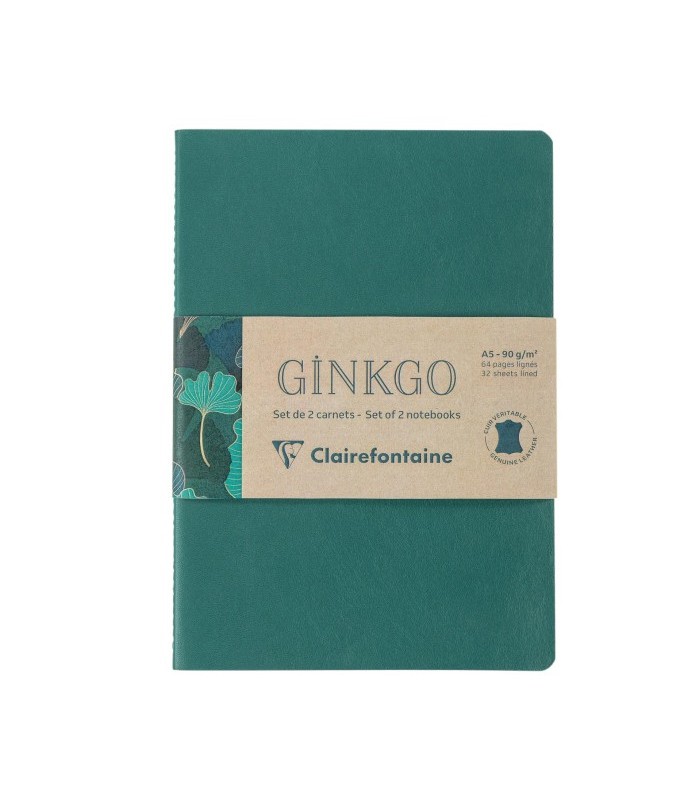 Carnet 14.8x21cm ginko piqué set de 2 bleu 64 pages R.115948C  XXX