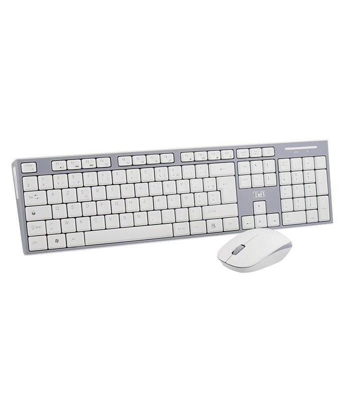 Clavier + Souris Sans fil  Blanc-Gris TNB