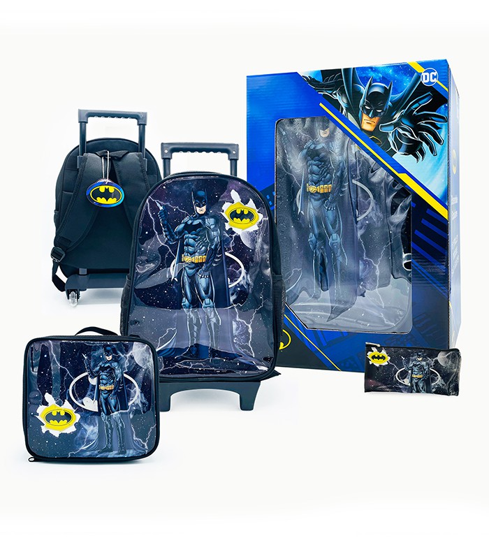 Trolley moyen modèle + sac goûter + trousse batman bleu R.MBS301