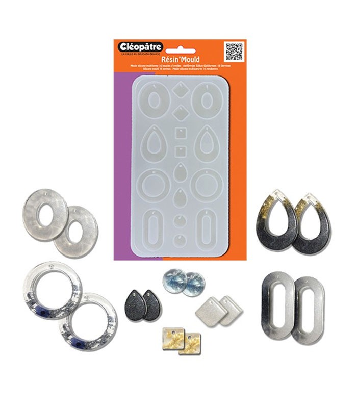 Moules silicone 16 boucles d' oreilles R. LCC19-M2
